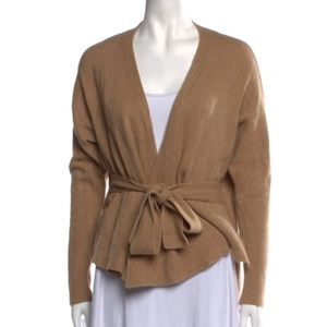 CUYANA Woman’s Cashmere Cardigan Open Front With Belt Made in Italy medium m